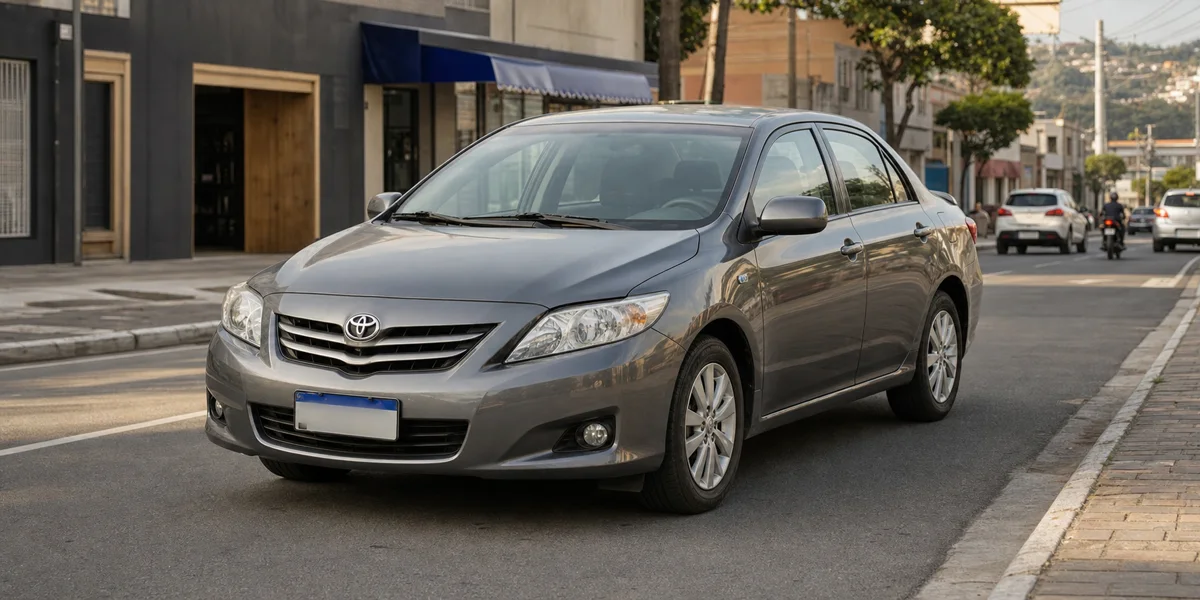 Toyota Corolla cinza em uma rua urbana brasileira